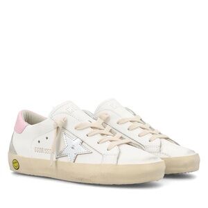 Golden Goose White and Pink Superstar Sneakers